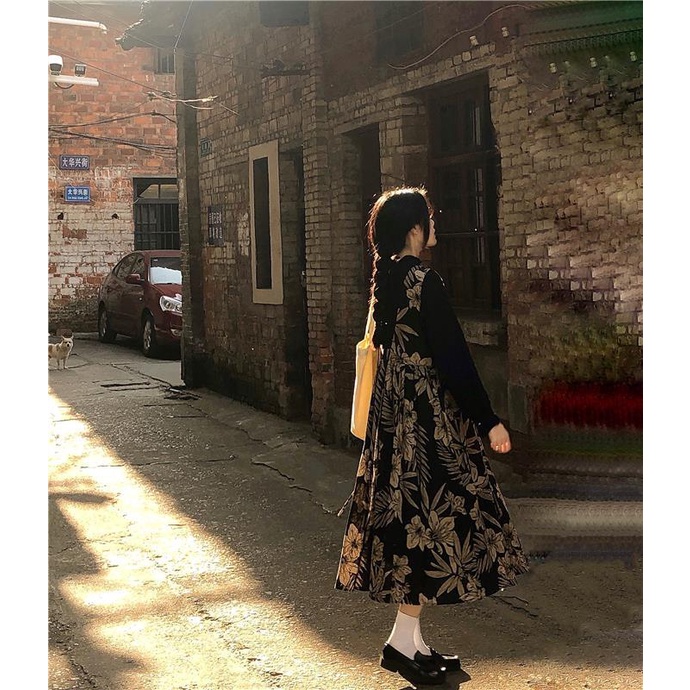 Set of Long Sleeves + Two-Piece Floral Dresses Korean Style Classic Spring Autumn 2022 For Women