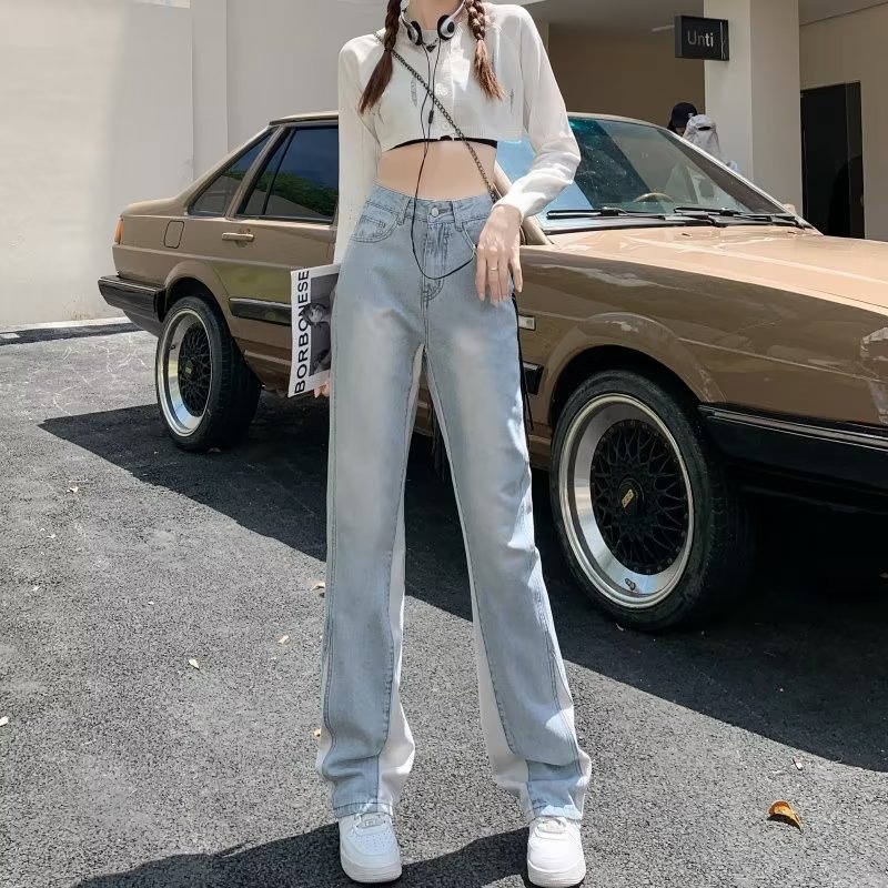 Quần jean Daduhey lưng cao ống rộng thời trang Hàn Quốc dành cho nữ