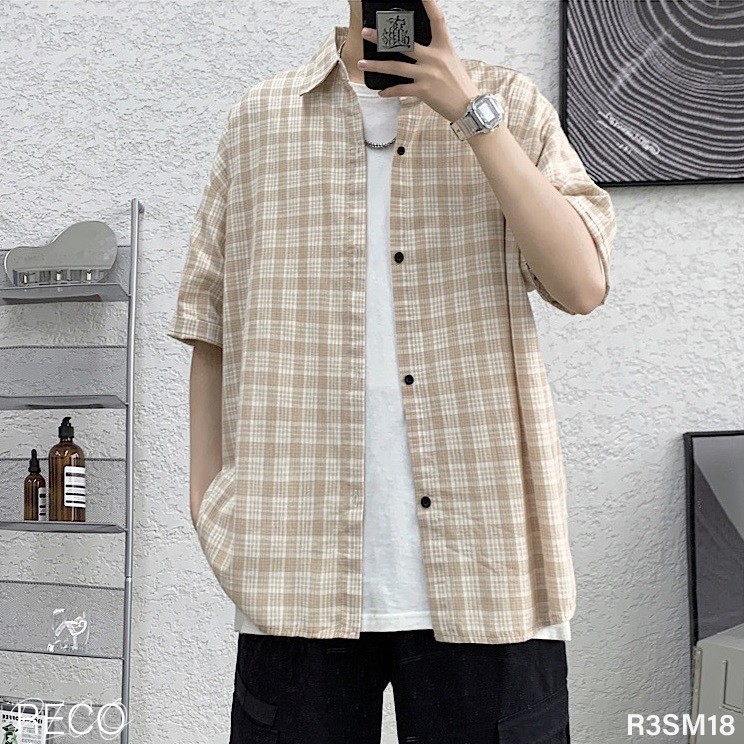 Áo sơ mi nam nữ Hàn Quốc cao cấp dáng rộng tay lỡ Shirt Loose R3SM18
