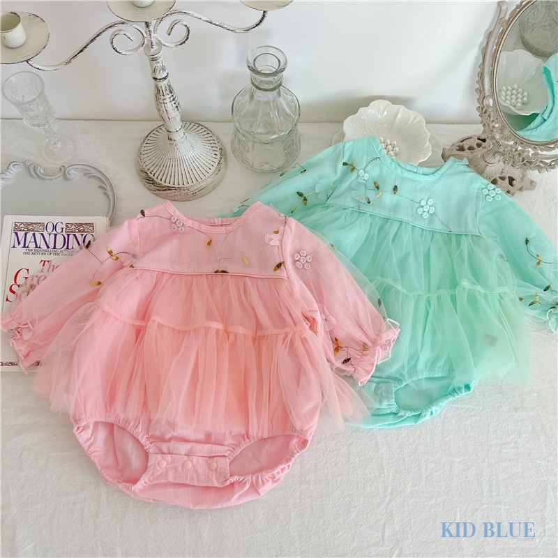 Bộ Áo Liền Quần Tam Giác Vải Mềm Thêu Họa Tiết Thổ Cẩm Dễ Thương Cho Bé Gái