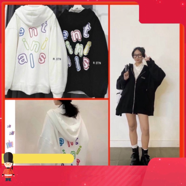 Km Áo Khoác Hoodie Tay Bồng In Chữ N Nữ  Jacket có mũ from rộng mũ hai lớp sỉ ib