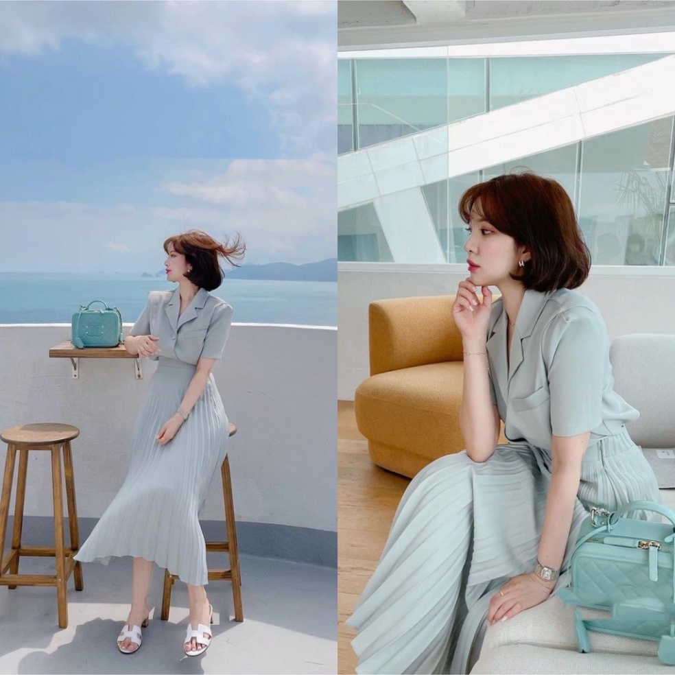 Áo vest kèm chân dập li H001 phù hợp mặc công sở đi dự tiệc, đám cưới, đi cafe chủ nhật Dịu dàng nữ tính cestclothing | BigBuy360 - bigbuy360.vn