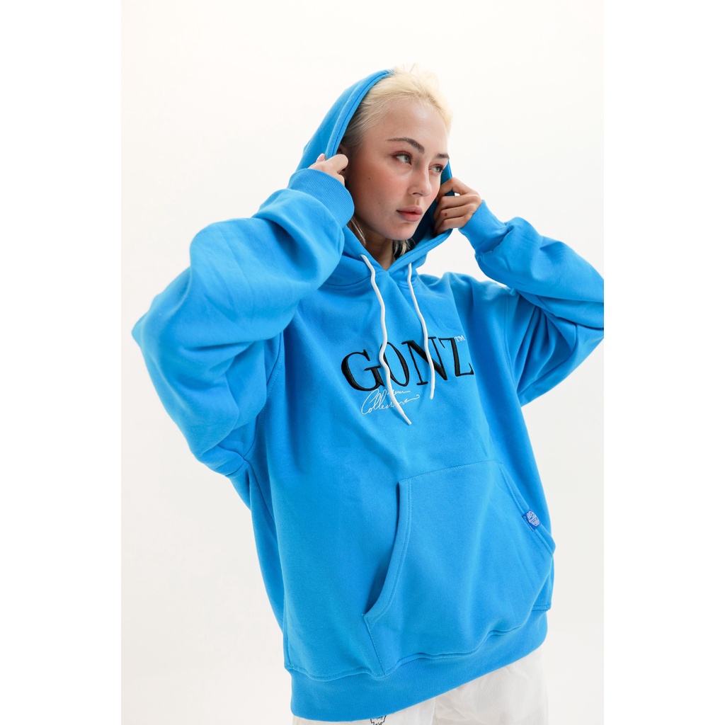 Áo Hoodies Gonz Xanh Dương HD01 áo khoác unisex form rộng nữ nam ,có mũ thời trang | BigBuy360 - bigbuy360.vn