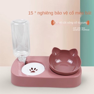 Bát ăn nghiêng kết hợp bình uống nước tự động cho chó mèo