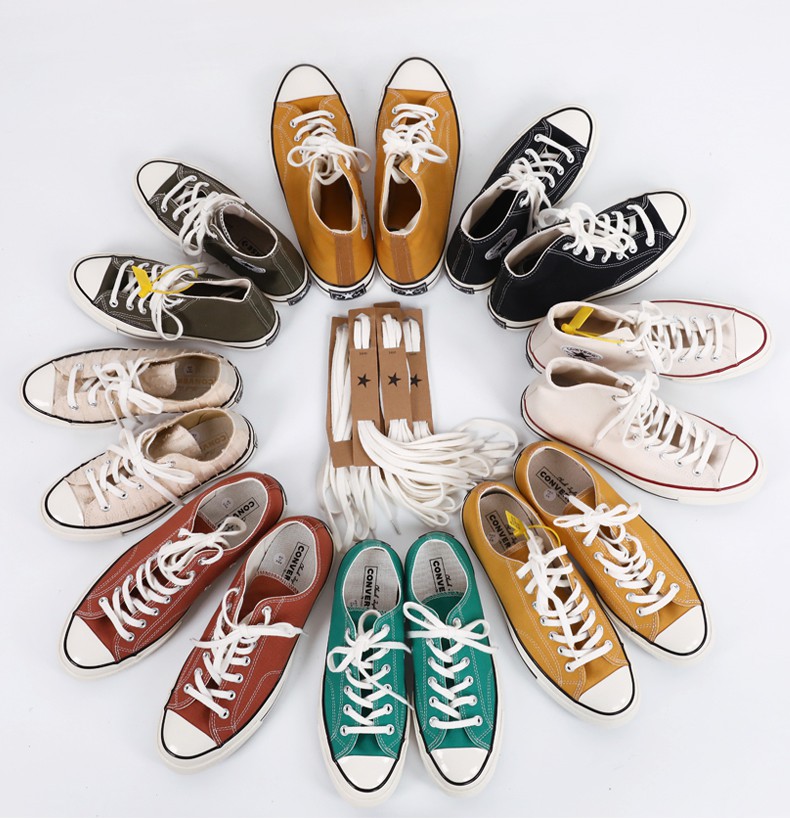 Dây giày canvas Converse 1970/Vans cổ thấp màu trắng/đen thời trang dành cho nam giới