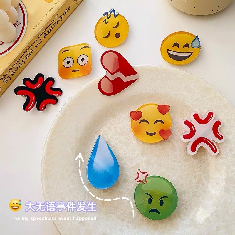 Kẹp tóc hình giọt nước emoji cảm xúc trái tim dễ thương cute
