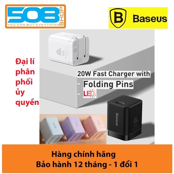 Bộ cốc cáp sạc nhanh 20W Si Pro cho táo, Củ sạc nhanh Baseus 20W Super Si Pro Mini USB C hỗ trợ sạc nhanh QC 3.0