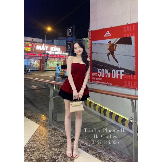 Sét áo Nhung + Chân Váy xoè nút | BigBuy360 - bigbuy360.vn