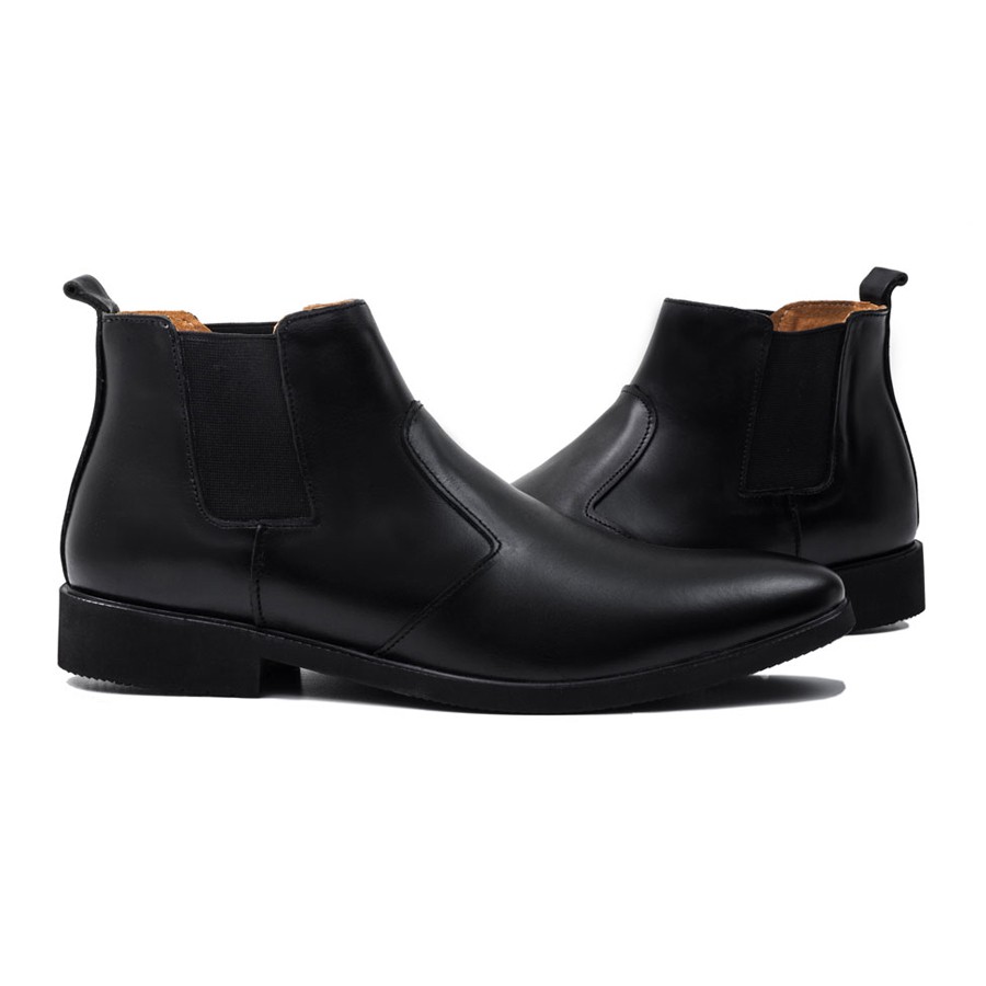 Giày da nam Tino cổ lửng đen lịch lãm CHELSEA BOOTS GC06 *