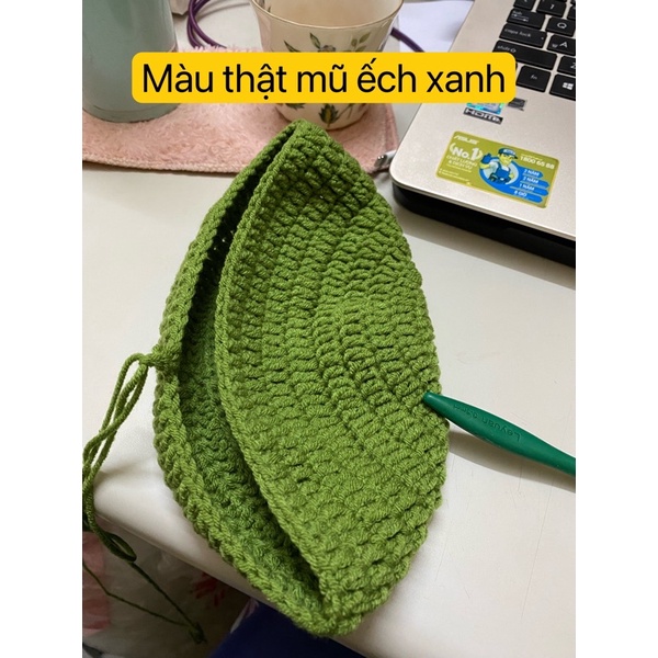Mũ len móc handmade gấu nâu/ếch xanh/mèo trắng/ mây xanh