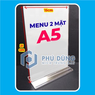 Kệ Menu Mica ĐỨNG A5 - Đế Lùa Tiện Lợi
