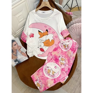Bộ Pijama cổ tròn lụa latin