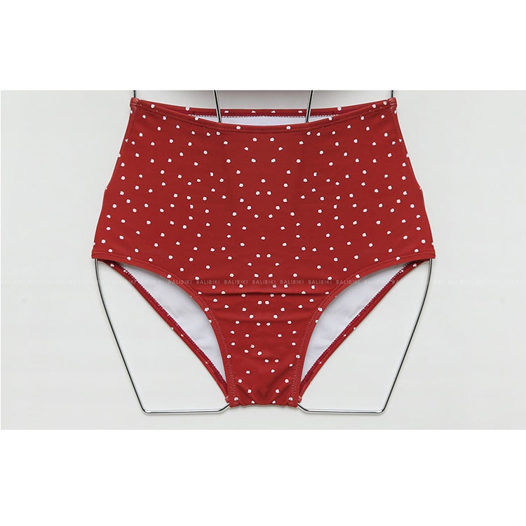 Đồ Bơi Nữ Bikini Hàn Quốc Mới Nhất 2021(Video Thật) 2 Mảnh Có Mút Lót Ngực Màu Đỏ Chấm Bi Cạp Cao Basic Swimwear | BigBuy360 - bigbuy360.vn