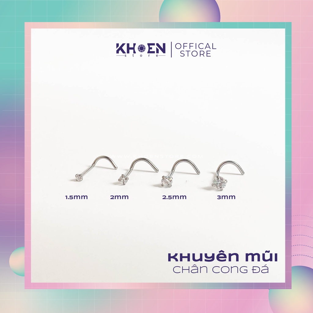 Khuyên Mũi chân Cong chữ C đá chấu - Khoen Store