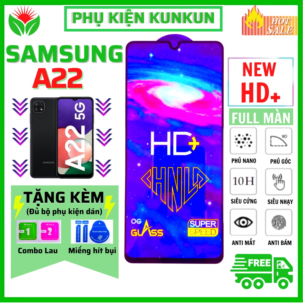 [Hot] Kính Cường Lực Samsung A22 - Phủ Nano chống nước - Full màn hình cao cấp -  Độ trong suốt hiển thị cực cao HD+