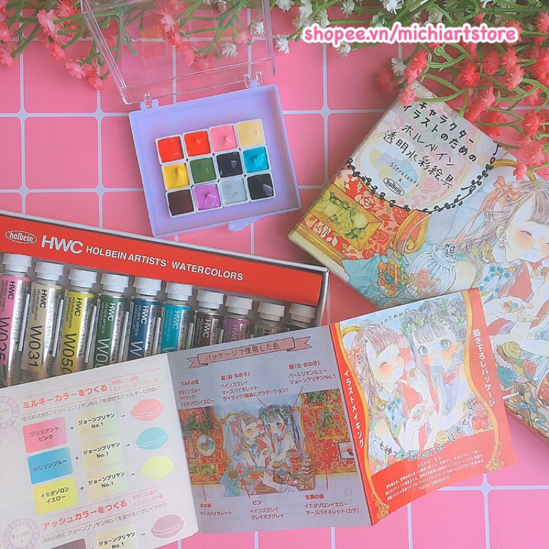 [Michi Art Store] Pocket màu nước Holbein bản giới hạn Yufushi, Nanakami, Lemon, Pastel, Botanical pocket 0,5ml, 1ml