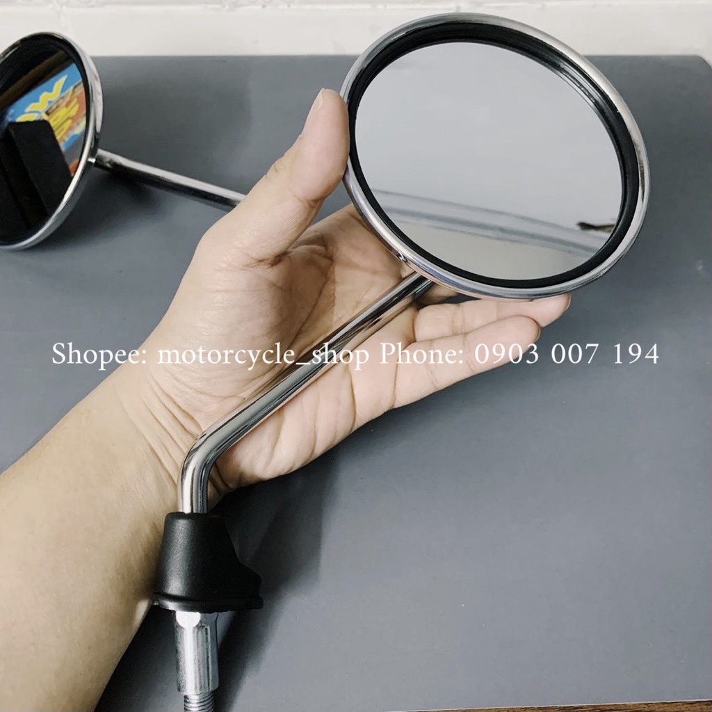 kính/ gương chiếu hậu SH MODE kiểu tròn Inox cứng cáp, sáng bóng - Gắn được nhiều dòng xe (giá 1 cặp)