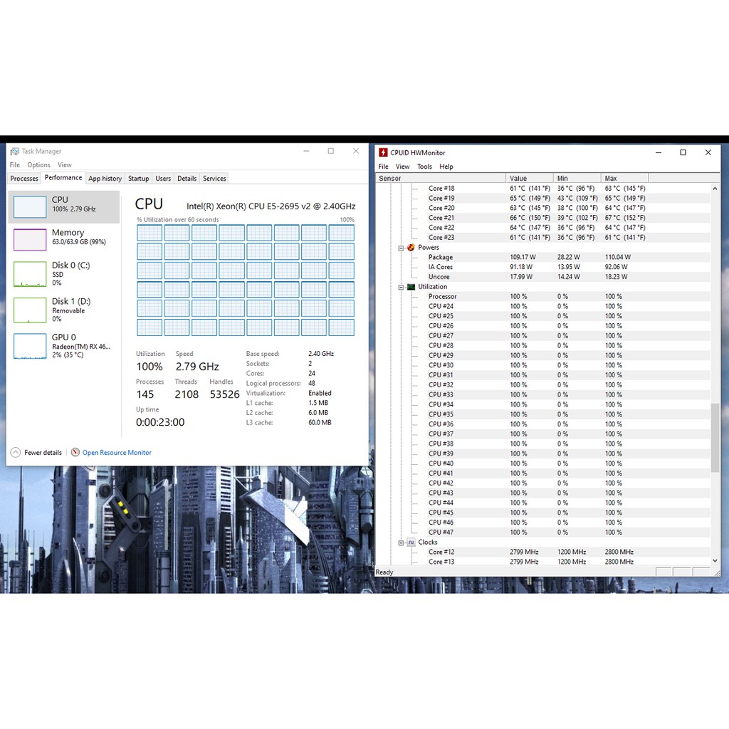Combo Main dual x79, Xeon 24C/48T, Ram 64G