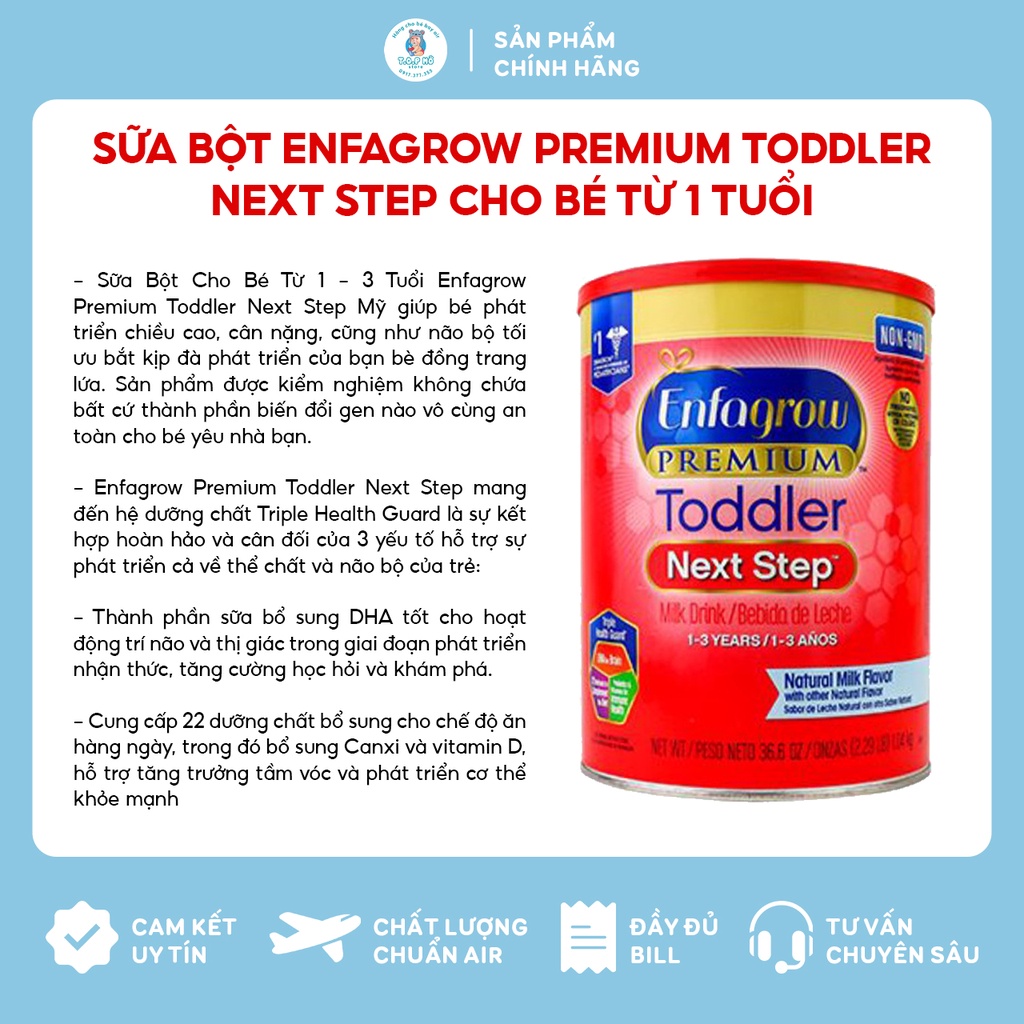 Sữa bột Enfagrow Premium Toddler Next Step cho bé từ 1 tuổi