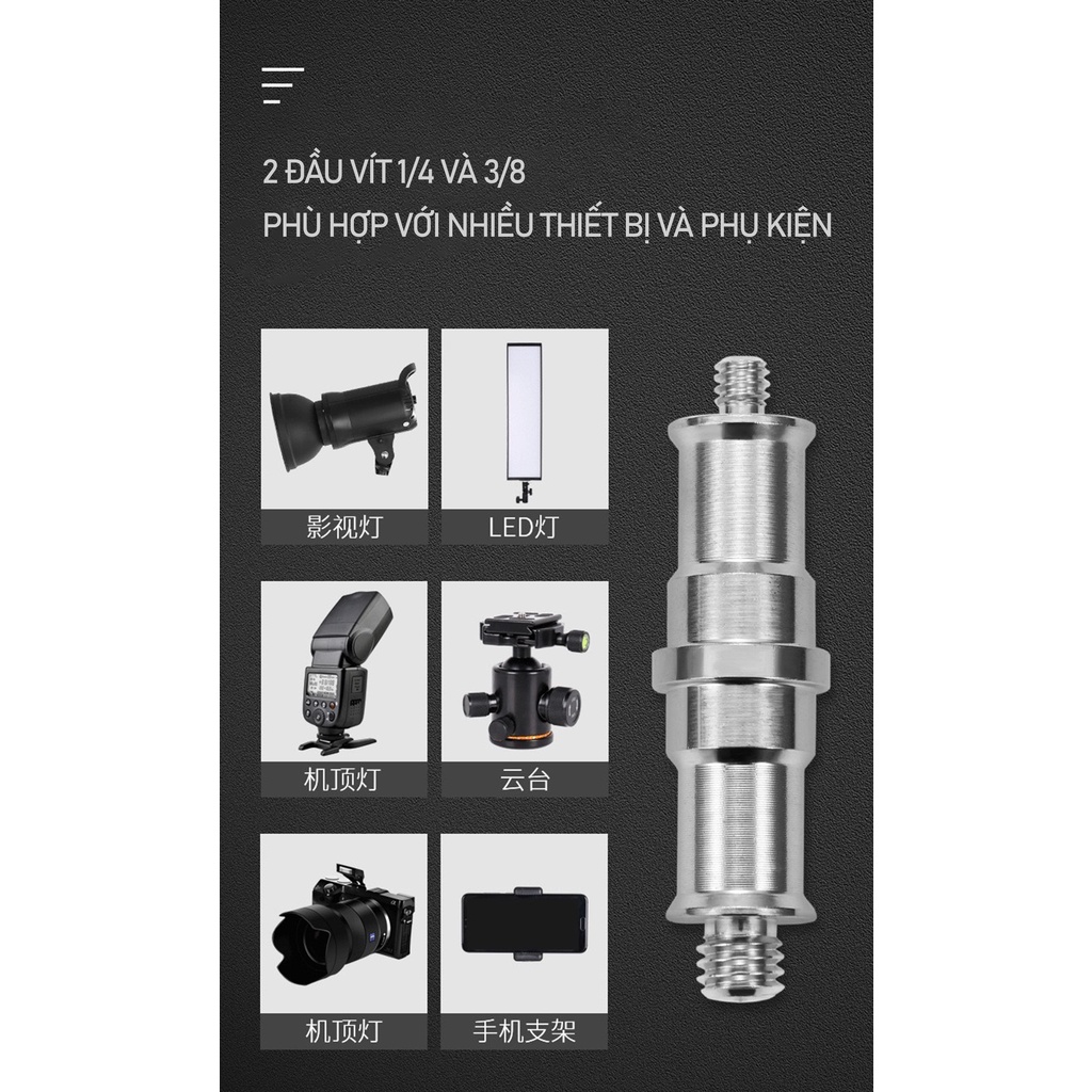 [DEAL SỐC} Chân đèn inox cao cấp 2m8 tải trọng 20kg, dùng cho các loại đèn studio 2 đầu nối 1/4 và 3/8