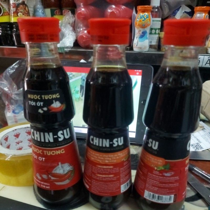 Nước tương tỏi ớt Chinsu chai 330ml( mẫu mới )