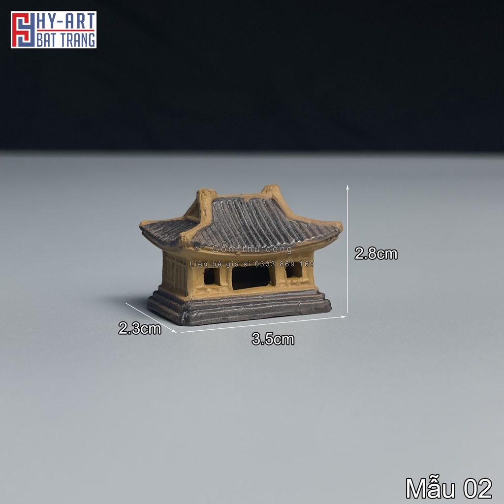 Tiểu cảnh hồ cá, bể cá cảnh, Mô hình gốm tháp chùa siêu mini trang trí hòn non bộ chậu cây bonsai