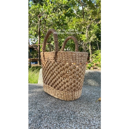 Túi Cói Bầu Chong Chóng Quai Đai - Vintage - Đơn Giản - Cực Xinh