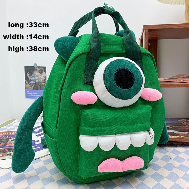 Ba Lô Đi Học Vải Canvas Đính Búp Bê Hoạt Hình Dễ Thương Cho Nữ