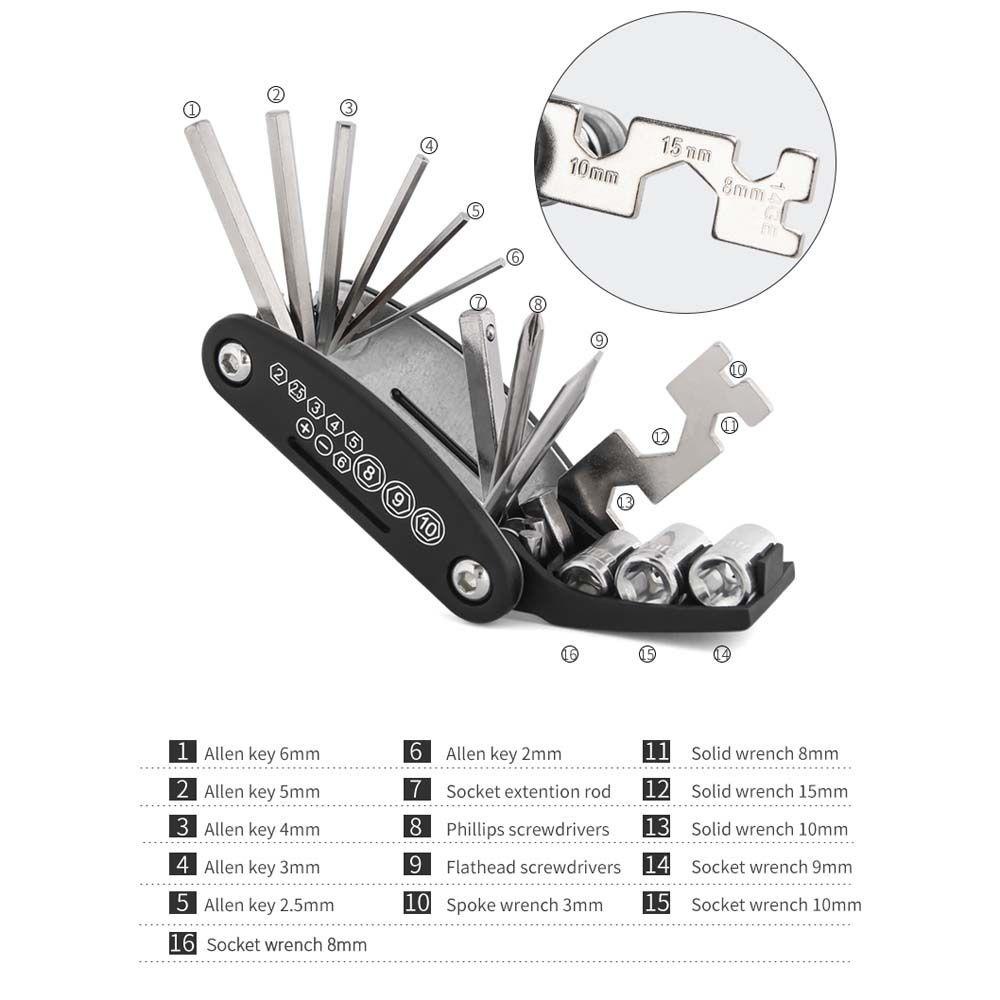 Danilo Bộ Dụng Cụ Sửa Chữa Xe Đạp Leo Núi 16 Trong 1 Bằng Hợp Kim Nhôm