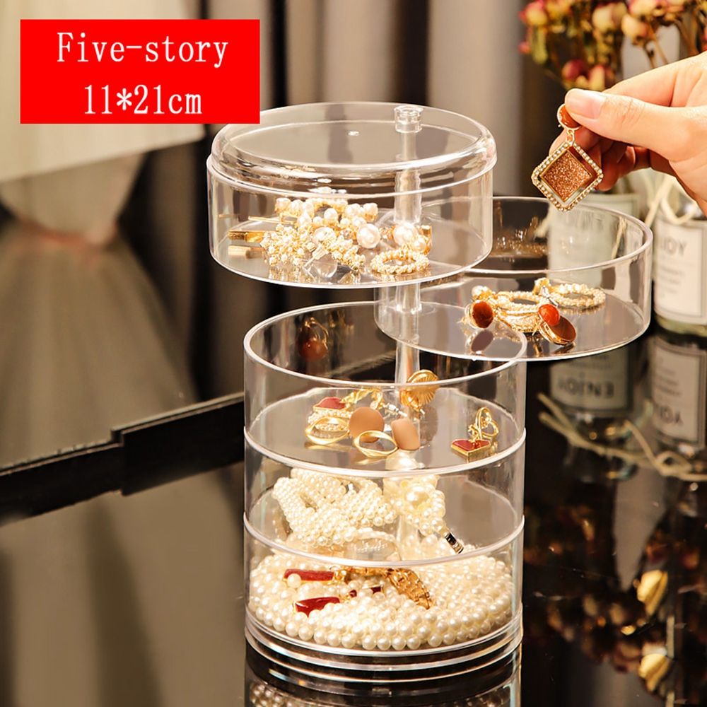 Hộp đựng trang sức trong suốt có thể xoay tiện dụng