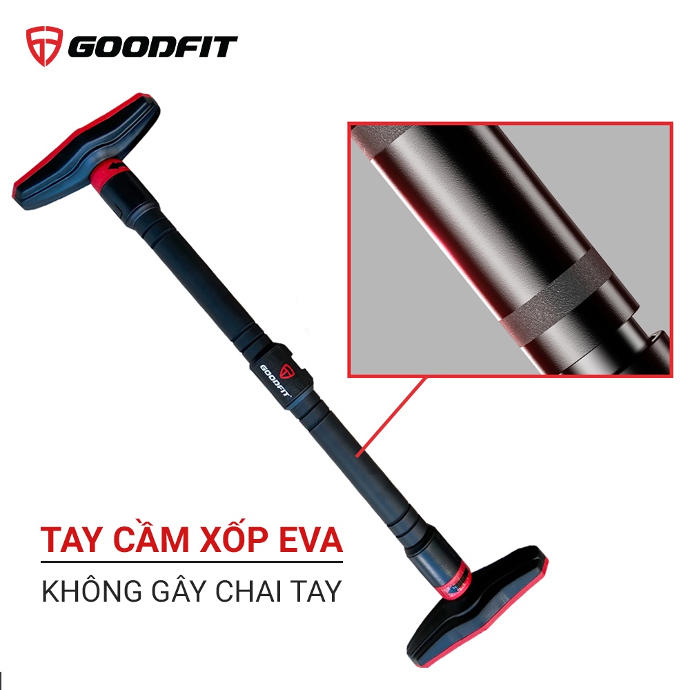 Xà đơn gắn cửa, treo tường thép chịu lực có thước thăng bằng GoodFit GF201PU (model 2021)