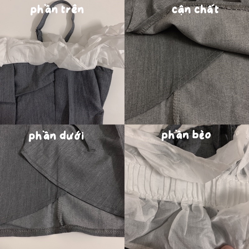 Đầm/Váy trễ vai xám phối ren phong cách hàn quốc | BigBuy360 - bigbuy360.vn