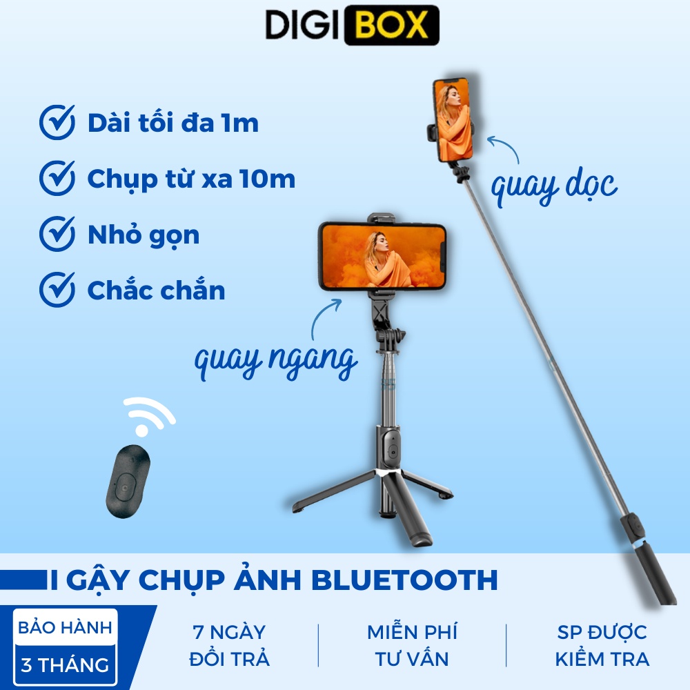 Gậy chụp ảnh 3 chân tự sướng chụp hình selfie kèm nút bluetooth kiêm tripod