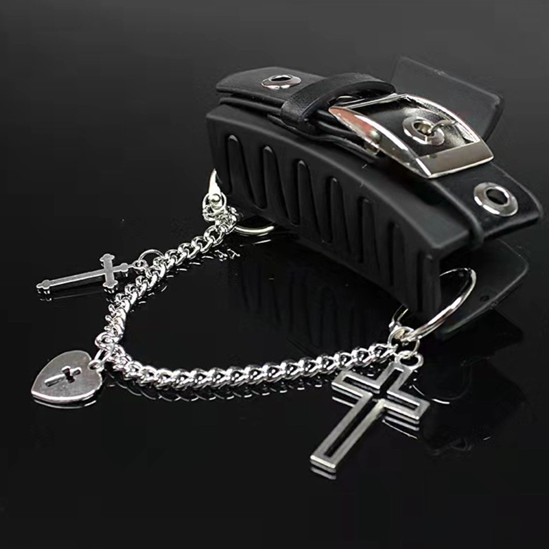 Kẹp Tóc Da Cỡ Lớn Không Trượt Phong Cách Punk Cá Tính