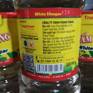 Dấm trắng Trung Thành chai 500ml (loại nắp vàng, loại ngon)