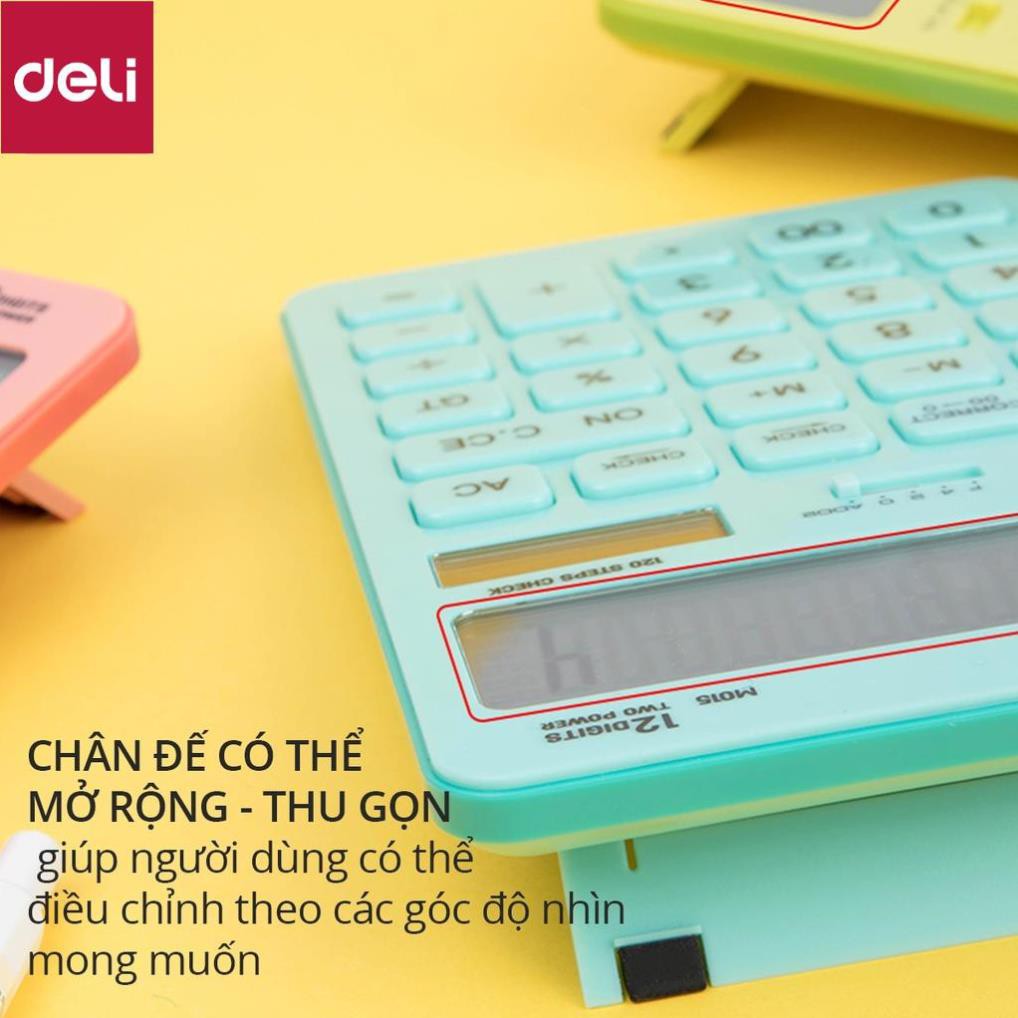 Máy tính để bàn Deli - 12 số - Nhiều màu sắc - Xanh dương/Hồng/Vàng - 1 chiếc - EM01531 / EM1541 / EM01551 [Deli]