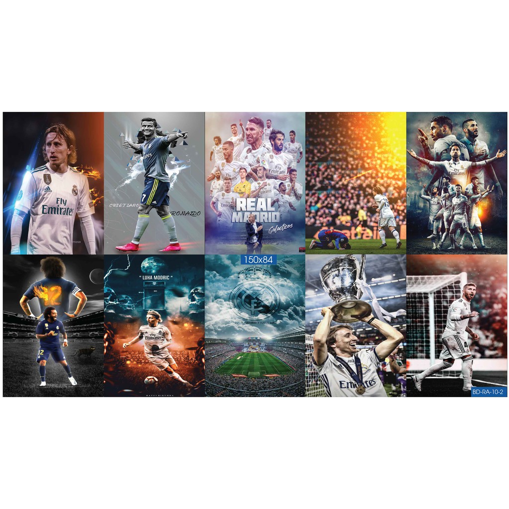 Combo Set 10 tờ Decal dán tường đội bóng Real madrid