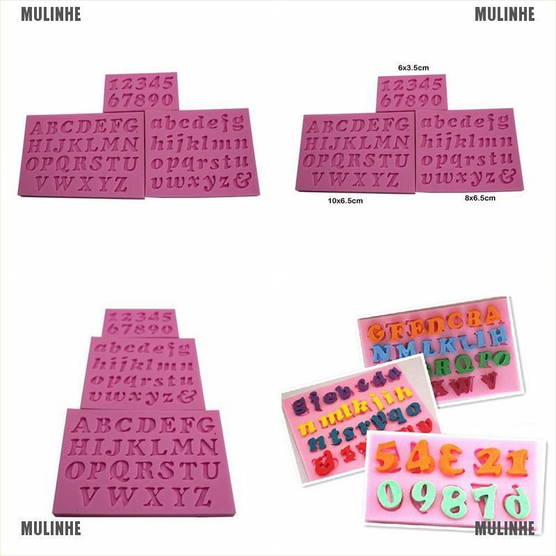 Bộ 3 Khuôn Silicone Hình Chữ Cái &amp; Số Mini Dùng Trang Trí Bánh Kem DIY