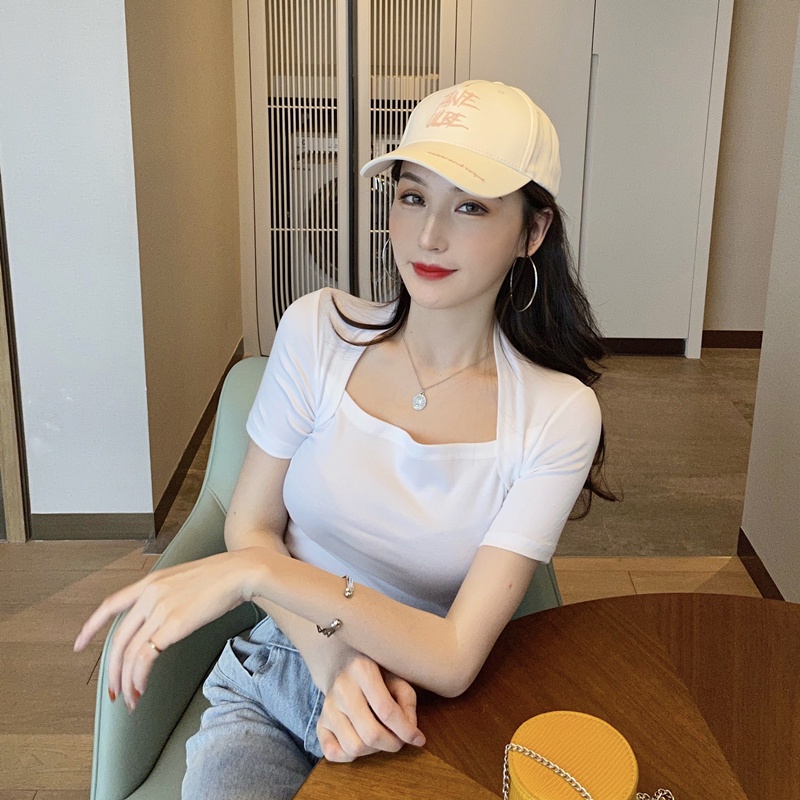 Áo Thun nữ tay ngắn chất đẹp,Hàn Quốc thiết kế vạt tay cách điệu xinh xắn. Chất vải mát, co dãn tốt MA13