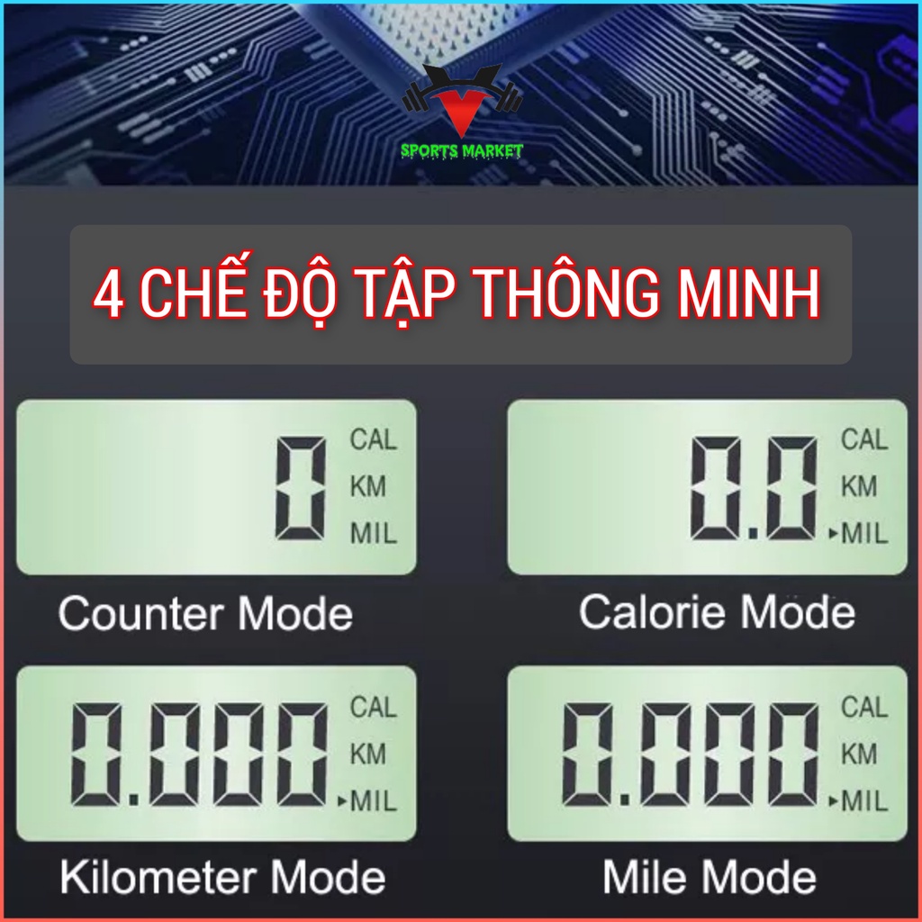 Dây Nhảy Đếm Sô Tự Động ,Dây Nhảy Tập Thể Dục Thể Thao Lõi Thép,Tích Hợp 4 Chỉ Số.