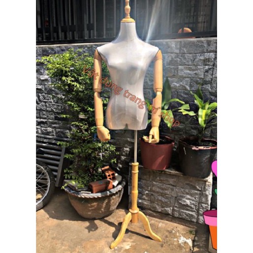 Manocanh bán thân tay giả gỗ + Đầu vải ( Hàng Nhập Khẩu )