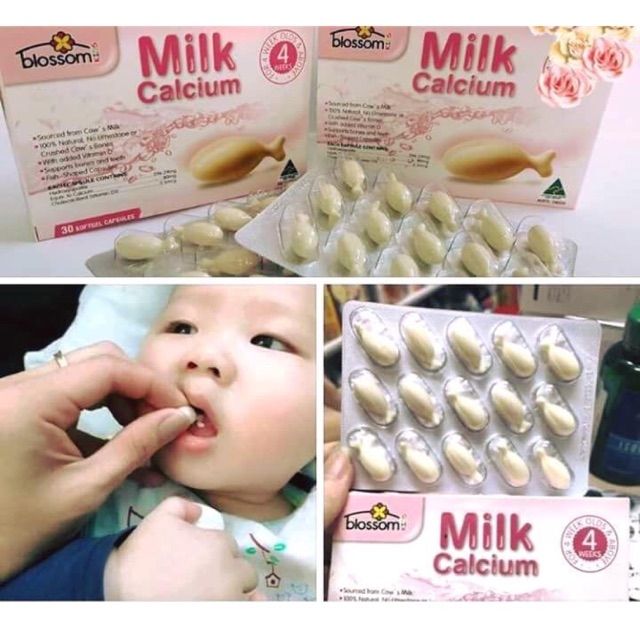 Milk canxi chắc xương blossom dạng vỉ 30 viên cho bé