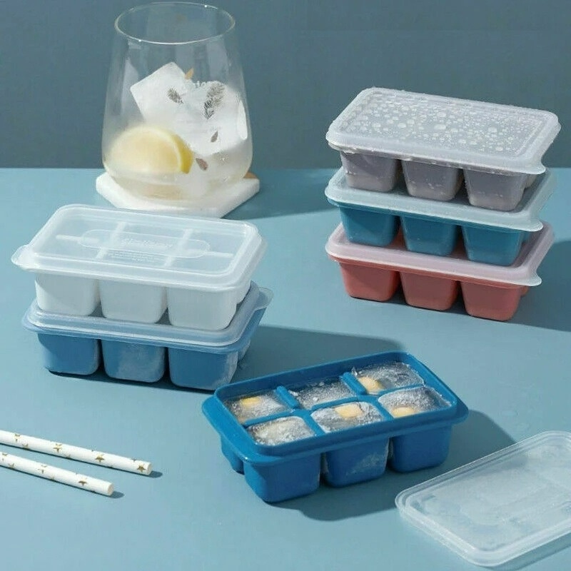 Khay Làm Đá 6 Ngăn Hình Vuông Đa Năng Cho Nhà Bếp