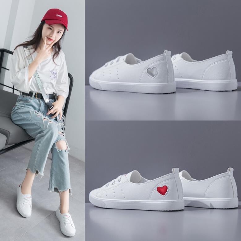 Giày Lười Slip On Buộc Dây Đế Bệt In Hình Tim Siêu Xinh  MPS224 - Mery Shoes