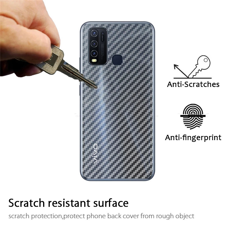 Dán Lưng Điện Thoại Cacbon Chống Vân Tay Cho Vivo Y02s V21 5G Y51 Y20 Y20S Y12S V20 Se Pro Y30 Y50 V19 Neo V17 V15 S1 Pro Y19 Y17 Y15 Y12 Y11
