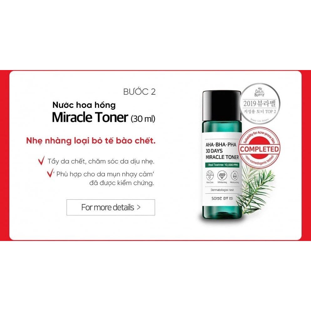 [CHÍNH HÃNG] Bộ Kit Giảm Mụn Some By Mi AC SOS AHA BHA PHA 30 Days