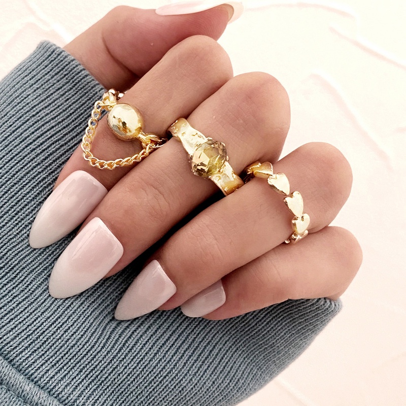 Bộ Nhẫn Đeo Khớp Ngón Tay Bằng Hợp Kim Hình Trái Tim Thời Trang Cho Nam Nữ