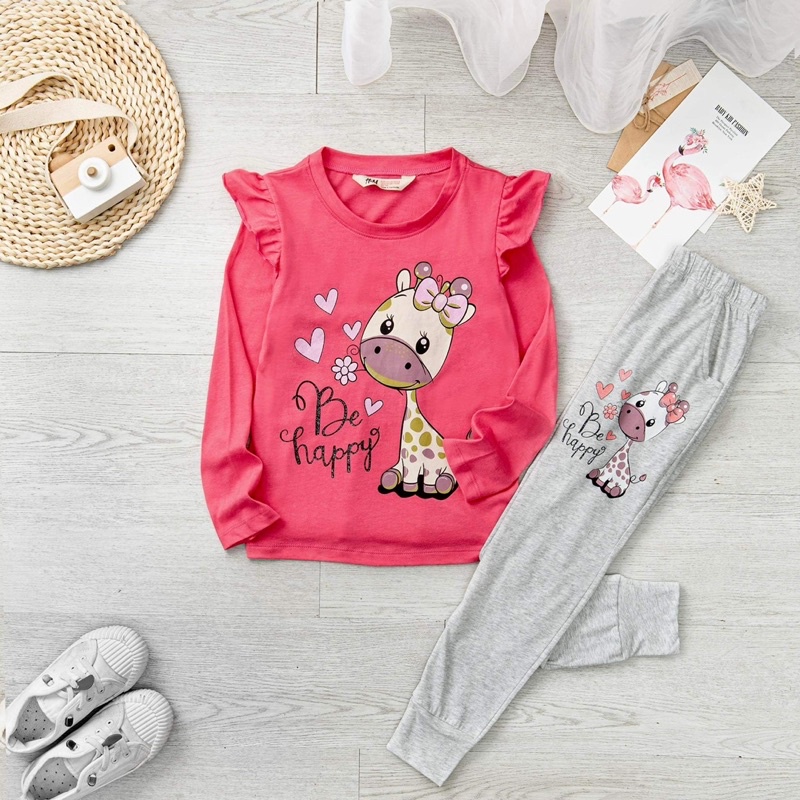 Bộ dài tay bé gái Janeshop, Set quần áo cotton size đại bèo vai cực xinh 18-40kg