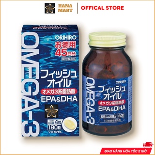 Dầu cá Omega 3 Orihiro Fish Oil Nhật Bản tốt cho mắt, tim mạch và não hộp 180 viên