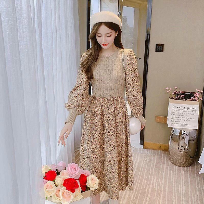 Váy len mix hoa nhung